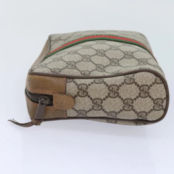 GUCCI GG Supreme Web Sherry Line Clutch Bag PVC Beige Red 89 01 012 Auth bs18432 - Picture 12 of 16